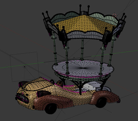 Tuch'mobile 3D scénographie d'une voiture manège.