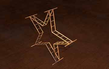 Une étoile  à cinq branches est construite avec des échelles.