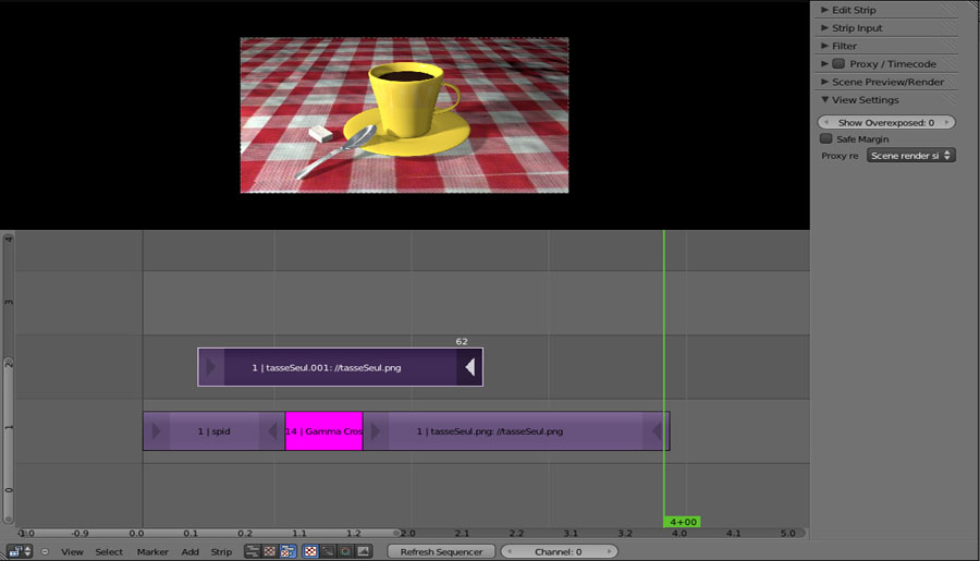 La fenêtre d'édition : video sequence editor